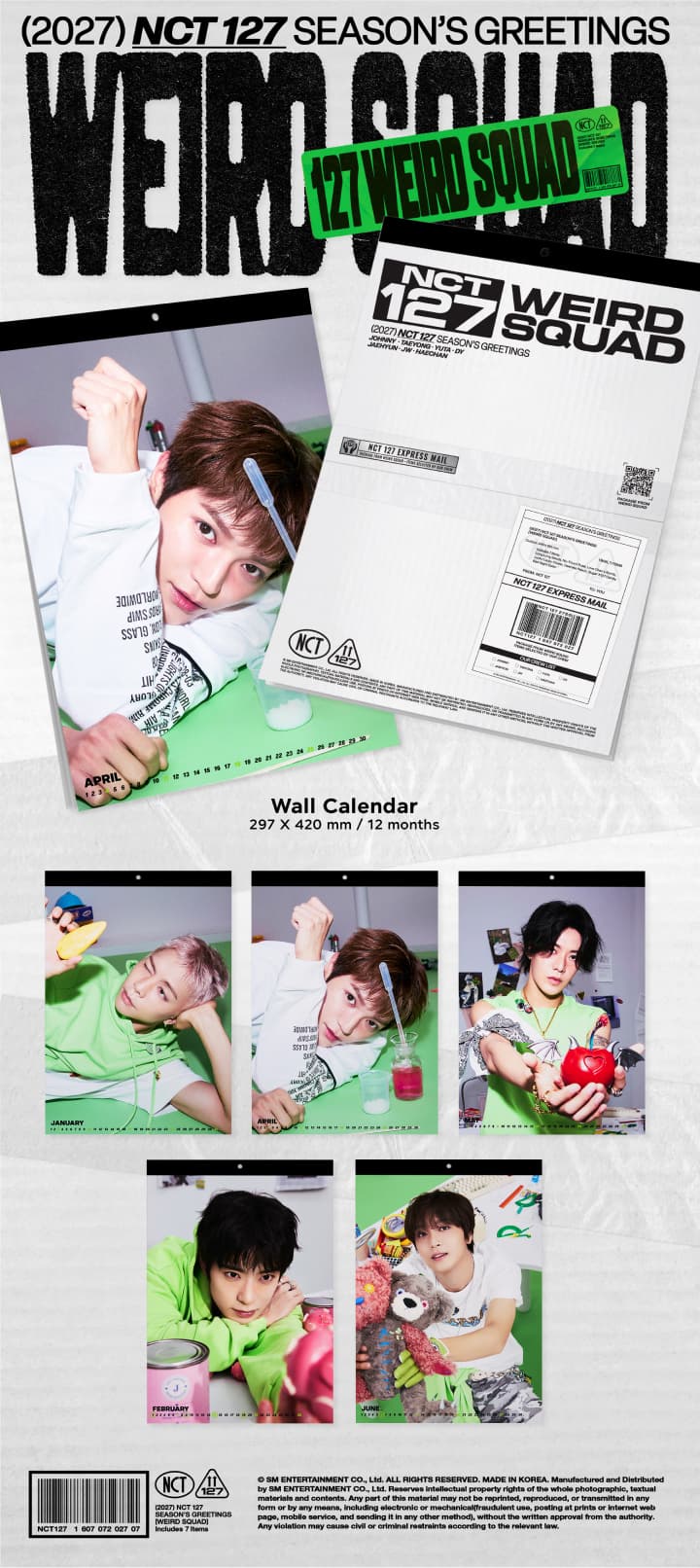 NCT 127 2027 Wall Calendar official contents