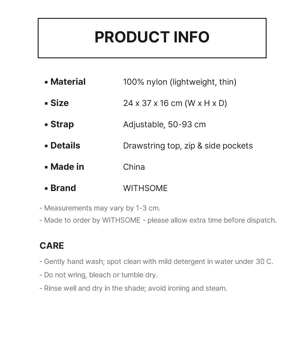 WITHSOME Double Scoop Pocket Backpack - product info and size guide