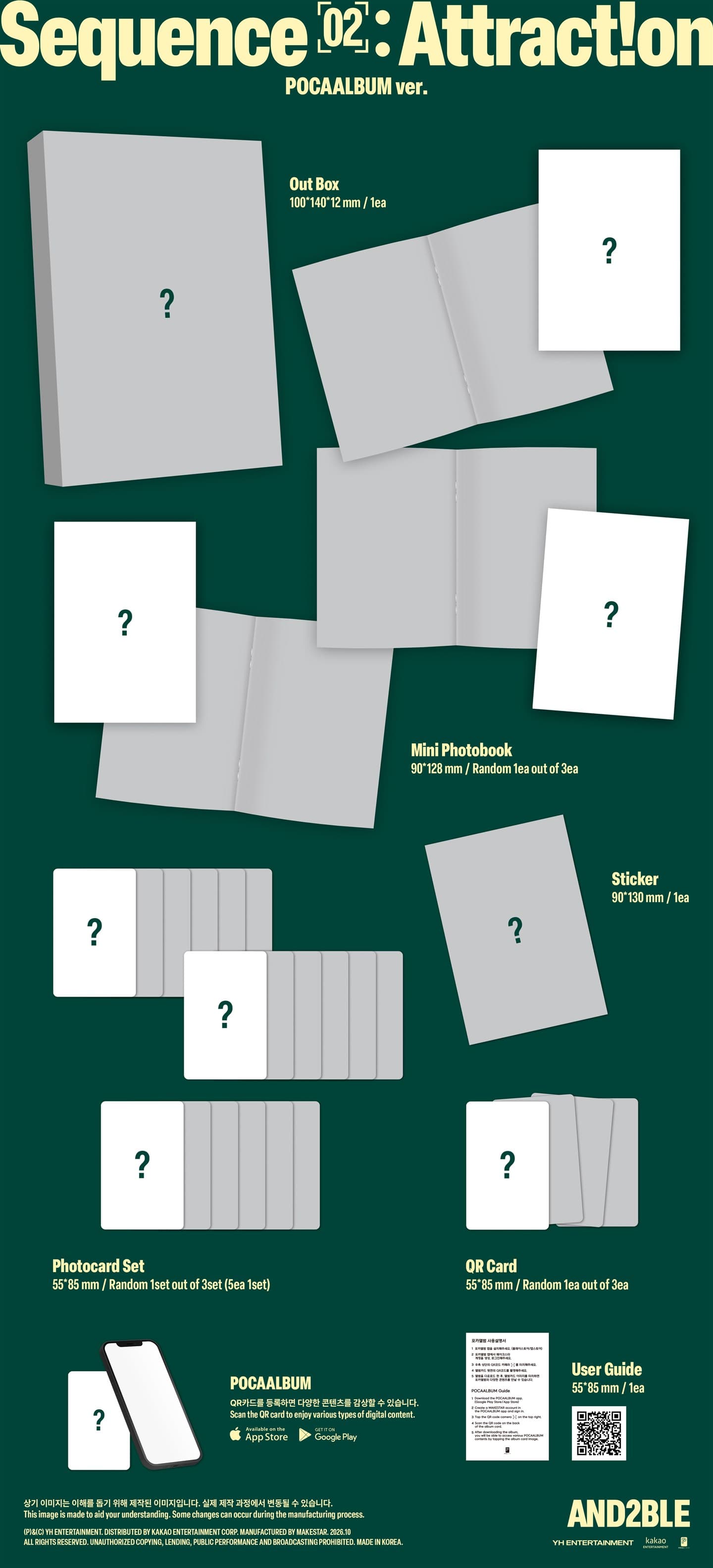 AND2BLE Sequence 02: Attraction POCAALBUM Ver. package contents