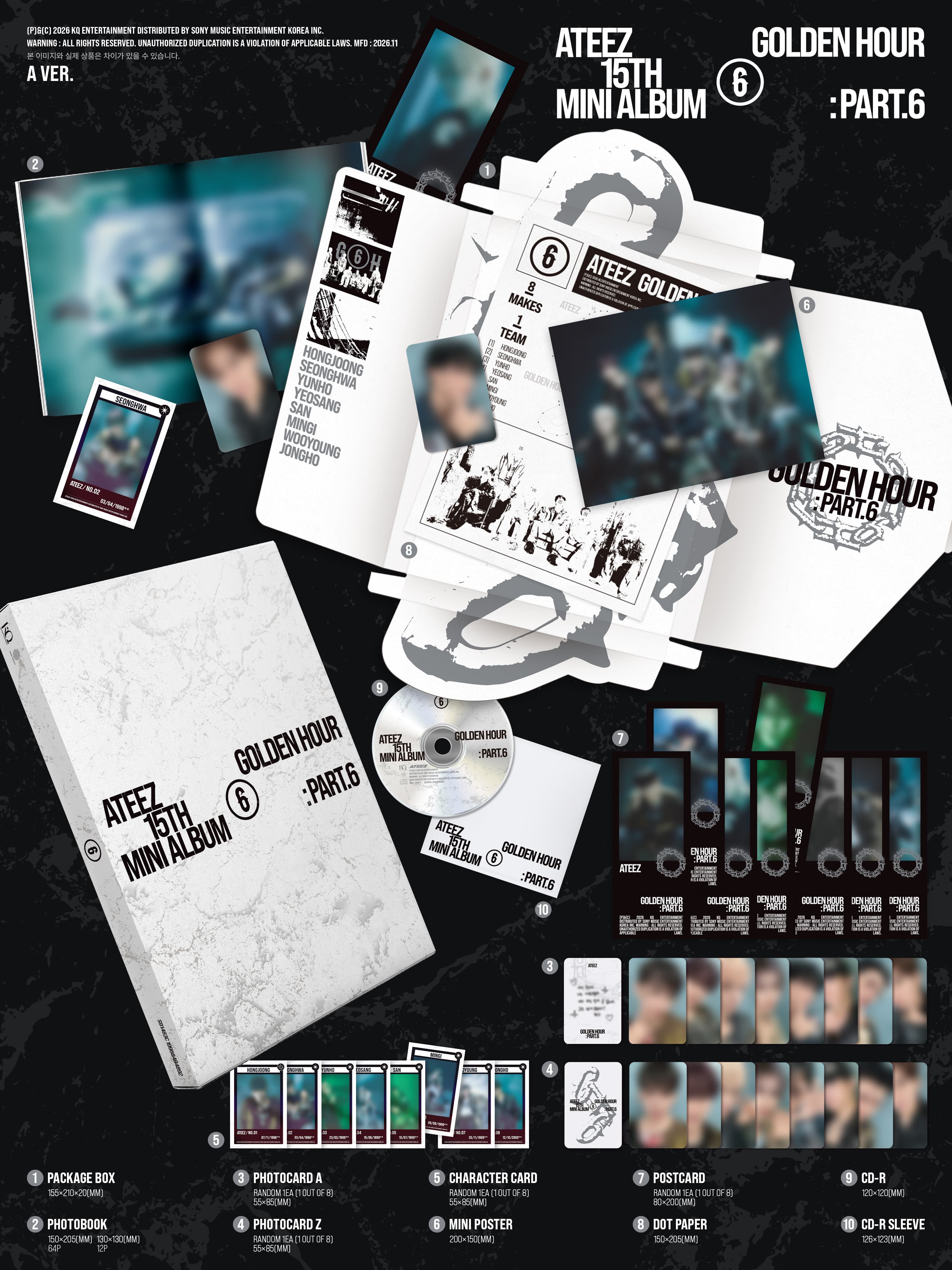 ATEEZ GOLDEN HOUR : Part.6 A Ver. package contents