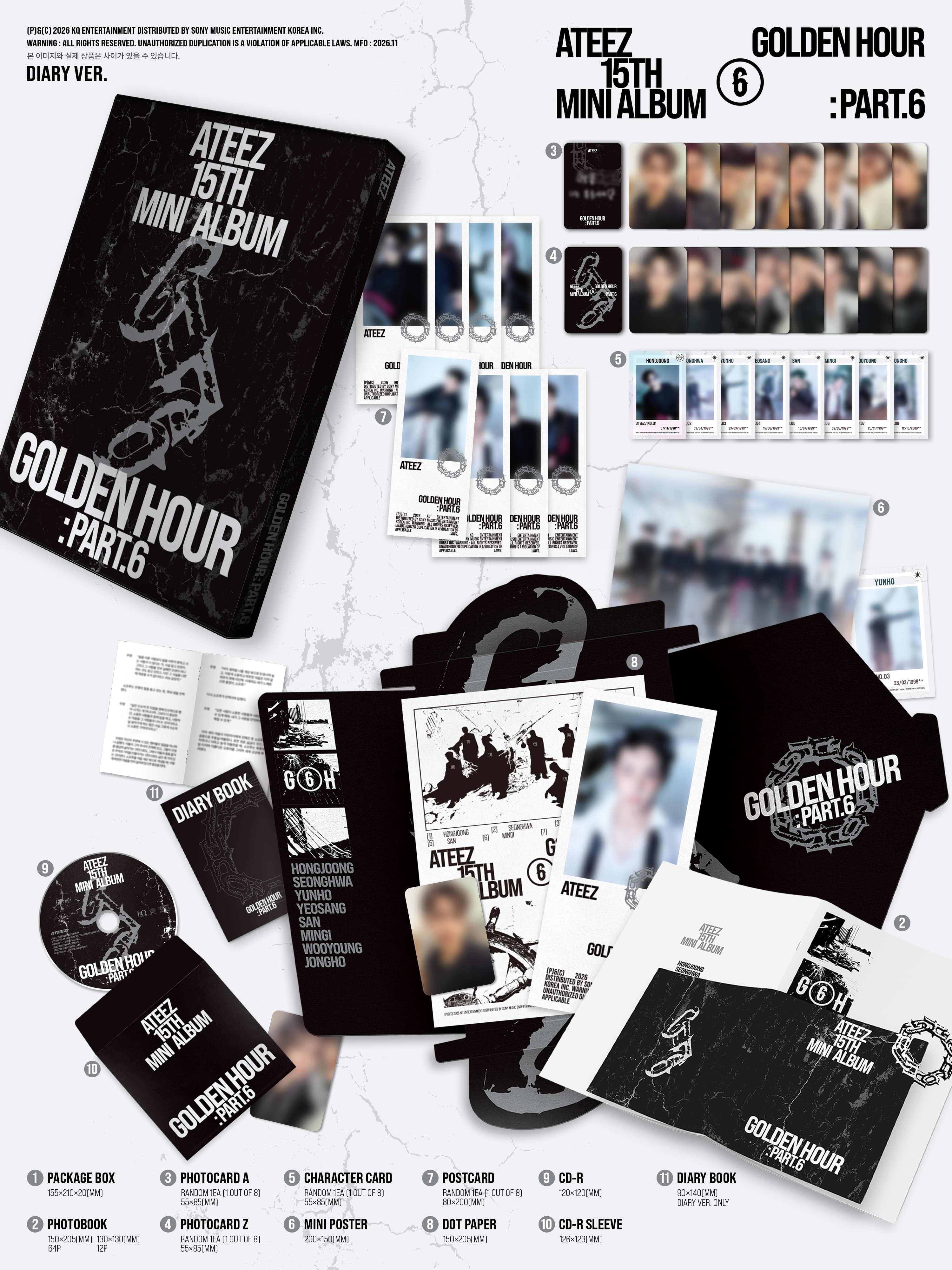 ATEEZ GOLDEN HOUR : Part.6 DIARY Ver. package contents