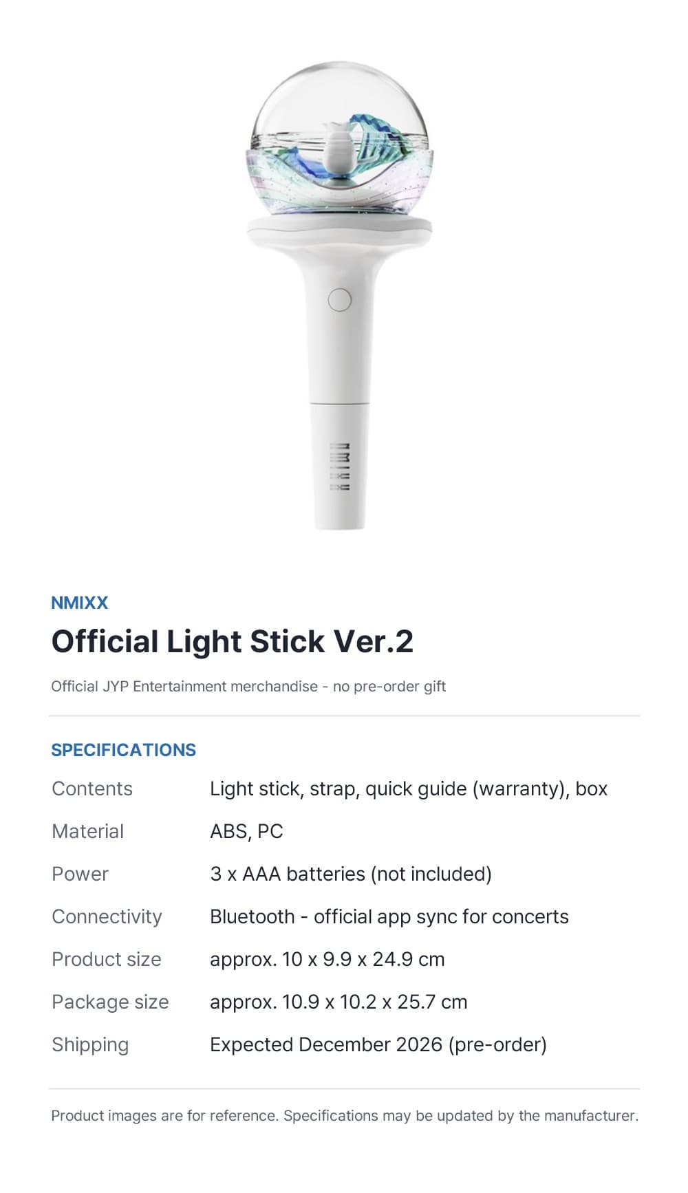 NMIXX Official Light Stick Ver.2 specifications